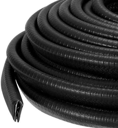 PATIKIL Rubber Edge Trim Guard, 32.8 ft x 43/64 x 25/64 U Channel Edge Protector Seal Strip with Metal Clips Fit for 4-6mm Edge for Car Door Sheet Metal Hatches Table Corners, Black