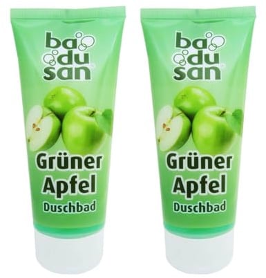 Badusan Duschgel Grüner Apfel 2er Pack, 2 x 200 ml – Pflegendes Duschbad für alle Hauttypen, Fruchtiger Duft, Sanfte Reinigung