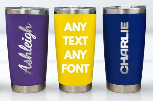 Personalised Travel Mug 500ml – Custom Engraved Stainless Steel Tumbler, Insulated Coffee Cup Gift for Him or Her, Teacher Gift, Sports Team Mug (Yellow)