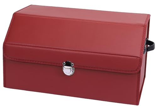 Auto Leder Kofferraum Organizer für Isuzu Tous Les modeles D-Max mu-X 2000-2023 2024 2025, Faltbare Wasserdicht Ablagerungen Mit Mehrkompartiment Zubehör,M-Wine-Red