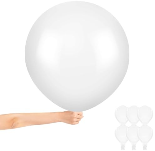 Alaoo Luftballons Weiß, 6 Stück 36 Zoll Weiße Latex Ballons | Luftballons Retro für Mädchen Frau Geburtstag Boho Hochzeit Jugendweihe Verlobung Festival Babyparty