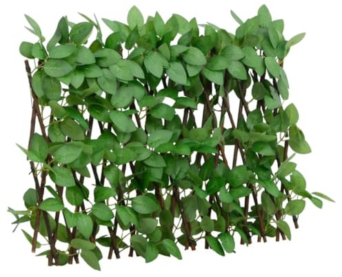 Treillis de lierre artificiel extensible vert 180x30 cm en PVC et bois, panneau de clôture pour jardin, panneau de treillis extérieur pour intimité et décoration