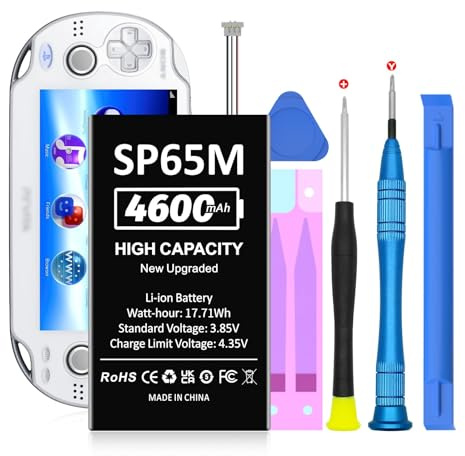 SP65M - Batteria compatibile con Sony PS Vita (PCH-1000 / PCH-1004) / PS Vita (PCH-1100 / PCH-1104), batteria di ricambio + kit di attrezzi