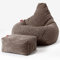 Lounge Pug, Gaming Sitzsack Sessel mit Hocker, Cord Mocca