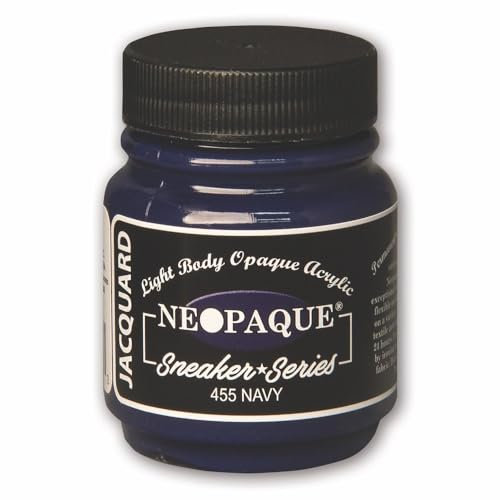 Jacquard Neopaque Acrylic Paint for Sneaker Customisation, Opaque Navy Fabric Colour for Shoe Restoration, Flexible Leather Footwear Finish, Art Supplies 66.54ml