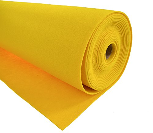 Bastelfilz 1m x 90cm x 3mm Meterware Dekofilz Taschenfilz Filzstoff 39 Farben, Farbe:gelb