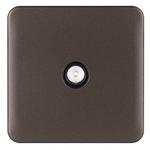 Schneider Electric Lisse Screwless Deco - Single TV Aerial Socket, 240V GGBL7010BMB, Mocha Bronze with Black Insert