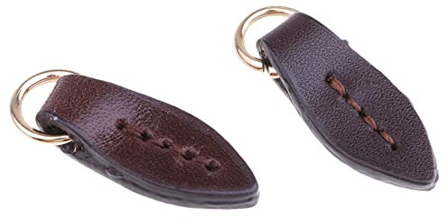 F Fityle 2 Pezzi in Pelle Foglia Cerniera Tiretti Linguette Estrattore Riparatore Sostituzioni per Valigia Zaino Vestiti per Bagagli Artigianato Fai da T, caffè, 3,5 x 1,2 cm