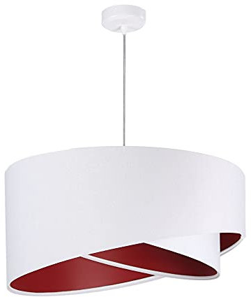 Licht-Erlebnisse Hängelampe Esstisch Wohnzimmer Schlafzimmer Stoff in Velours Optik Weiß Rot Ø50cm Pendelleuchte BRANDO