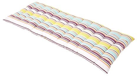 Homescapes gestreifte Bankauflage Osaka, grün-weiß, Sitzkissen für Bänke und Gartenbänke mit Bezug aus 100% Baumwolle, 2-Sitzer Polsteauflage für Gartenmöbel, 108 x 42 cm, Streifen-Muster
