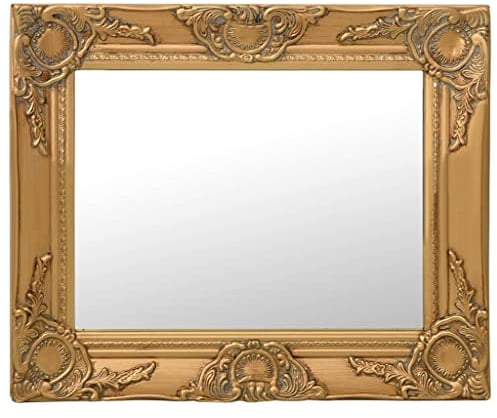 vidaXL Wandspiegel im Barock-Stil Antik mit Montagehaken Hängespiegel Dekospiegel Badspiegel Spiegel Flurspiegel Garderobe 50x40cm Golden