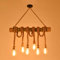 TIMBERINO Rope Ceiling Light Rustic Lighting - Retro Hemp Rope Pendant Lamp 6 Head Chandelier Bamboo E27 Light Fitting