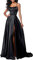 Lecureler Langes Satin-Spaghettiträger-Ballkleid