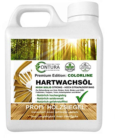 1 Liter Contura Hartwachsöl High Solid Colorline FARBIG weiß grau braun schwarz Hartwachs Öl Fußbodenöl Parkettöl Möbelöl Holzöl Hartöl (Haze l- Haselnussbraun 04)