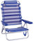 LOLAhome Silla Playa Plegable | Ligera Portátil | Baja y Reclinable de 4 Posiciones con cojín | para Camping, Piscina, Terraza o Jardín Azul y Blanco