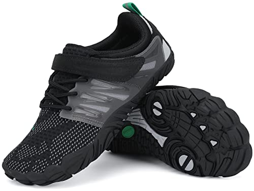 SAGUARO Barefoot Zapatillas Niño Minimalistas Zapatillas Niña Escarpines Barefoot Zapatos Minimalistas Zapatillas Deporte para Wide Tox Box Negro Oscuro,Gr.33