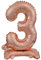 Stehender Folienballon Zahl 3 in Rosegold als Deko für Geburtstag, Party und Jubiläum | Höhe: 38cm mit Basis | kein Ballongas notwendig | Rose Gold Zahlen Ballon Dekoration Folienballons