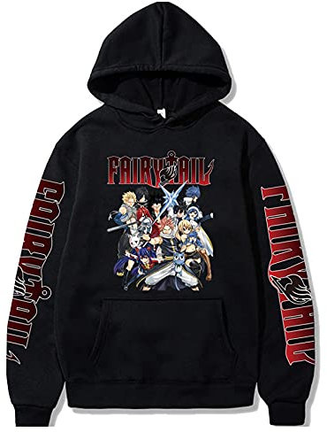 xhomeshop Fairy Tail Hoodie Männer Frauen Fairy Tail Character Print Hoody Sweatshirt Anime Harajuku Pullover Hoodie Fairy Tail Natsu Erza Lucy Gray Happy
