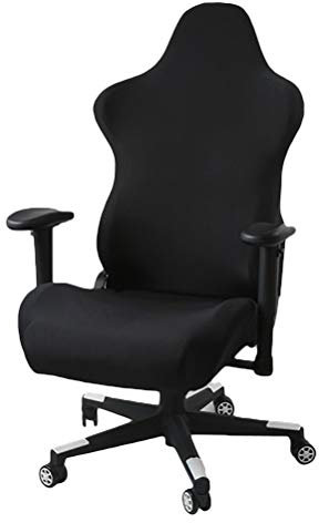 Lseqow Gaming Chair cover Internet Bar Swivel Chair cover, Universal Simple Short Sleeve Gaming Chair cover, Thick Bucket Seat cover, Height-Adjustable, Backrest and Footstool (chair not included)