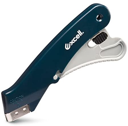 Excell Heavy Duty ACTION-9 cuchillo utilitario retráctil con diseño de bloqueo de seguridad para abrir cajas y estuches, cortador de cajas con 3 cuchillas adicionales