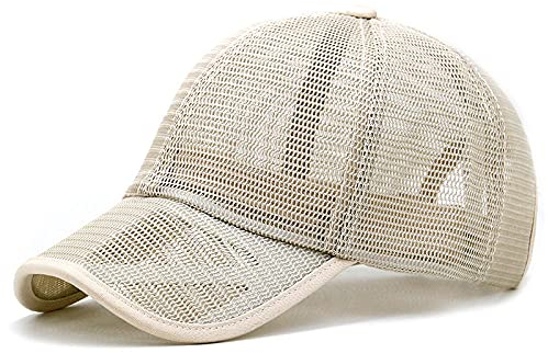 ileibmaoz Herren Kappe Cap Hut Übergroßer Vollmaschen-Sonnenhut Für Männer, Coole Reitsportkappe, Damen-Spitzenhüte, Männer, Plus Größe, Baseballkappen, 60–65 cm, Hellkhaki