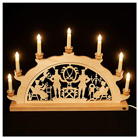 Holz-Schwibbogen Lichterbogen Schwibbogen aus dem Erzgebirge (Bergmann, 50 cm)