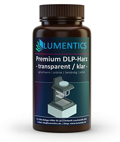 lumentics 3D DLP Harz Klar - UV Flüssigharz für 3D Drucker - Transparentes, geruchsloses Resin für 3D Print - Für Pigmentdruck geeignet - Made in Germany (500 g, Transparent)