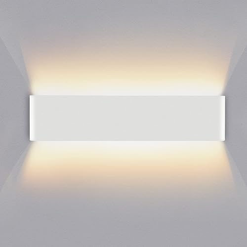 Lureshine Applique Murale Interieur 16W 40CM Haut et Bas Luminaires Intérieur Aluminium Décorer/Moderne Applique Murale Blanc Chaud 3000k Appliques Convient pour Salon|Chambre|Couloir(Blanc)