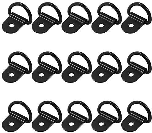 Waziaqoc 15 x Spanngurte, schwarzer D-Ring-Spannanker für Wohnmobil, Auto, LKW, Boot, Anhänger, Fracht