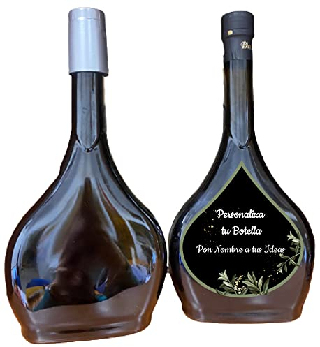 Bottiglie vuote 500ml Bottiglia di Vino Bottiglia di Liquore Bottiglia di Olio Bottiglia di aceto di vetro, Bottiglia elegante, personalizzabile (8 etichette personalizzate)