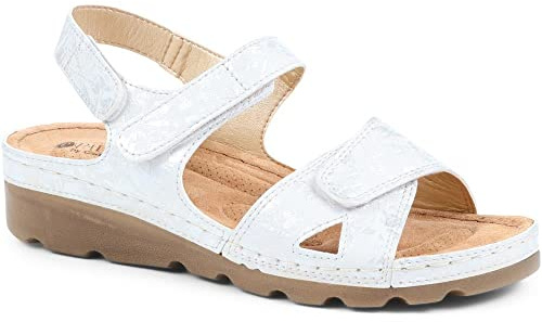 Pavers Womens Triple Adjustable Fit Sandals White Floral Size 7