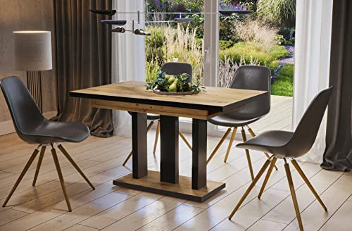 Endo-Moebel Esstisch Appia 130cm - 210cm erweiterbar ausziehbar Säulentisch Küchentisch Spezial (Artisan Eiche)