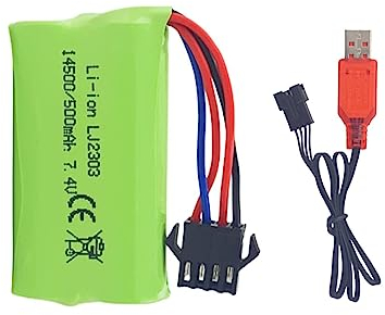 ZYGY 1PCS 7.4V 500mah SM-4P Stecker Ladebatterie mit USB Ladekabel für EC16 DE85 RC Spielzeugauto Modell Off-Road Fahrzeug Batterie M416 elektrische Gel Ball Blaster Backup Batterie