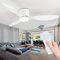 CANEOE Ceiling Fans with Lights and Remote Control, Quiet DC Motor Ceiling Fan with Lamps, 106cm Ceiling Fan with LED Lighting with Timer, 6 Speeds for Bedroom, Living Room, Kitchen (White)