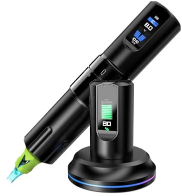OG PRODUCE Rotary Battery Pen Tattoo Cartridge Machine with Adjustable Stroke, Wireless Tattoo Machine with 2000mAh Battery, LED Display, 7 Adjustable Strokes, Suitable for All Artists