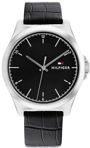Tommy Hilfiger Analog Quarzuhr für Herren mit Silikon- und Lederarmband
