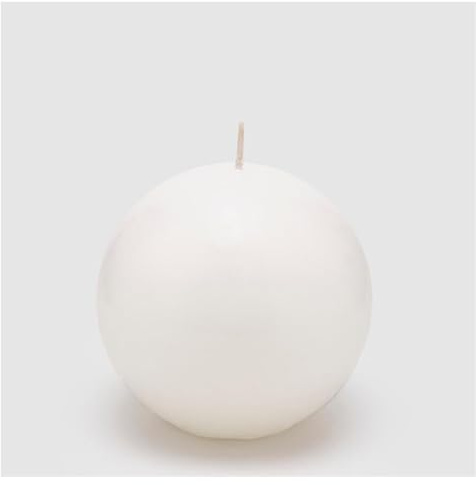 EDG Enzo De Gasperi Candela natalizia Class sferica, rotonda in cera D10 cm 5 varianti (1pz) BIANCO