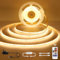Cob LED Strip Light 5m with Timer, Dimmable Tape Lights with RF Remote 3000K Warm White, 24V Strip Lights Kit CRI90+, Self-Adhesive Rope Light for DIY Home Decoration Kitchen TV Wall Cabinet Bedroom