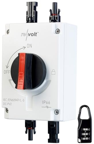 revolt Solarschalter: DC-Trennschalter, 4-polig, bis 1.200 V, 40 A, MC4-kompatibel, IP66 (DC Trennschalter Balkonkraftwerk, MC4 Schalter, Überspannungsschutz)