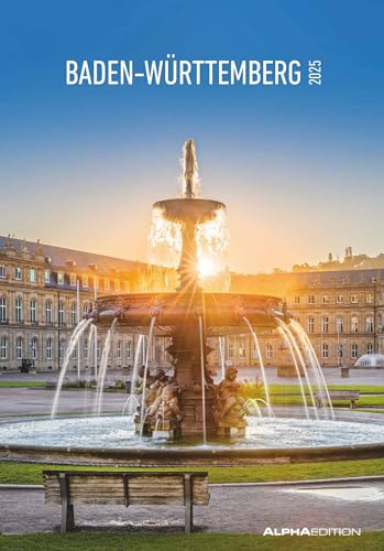 Alpha Edition - Baden-Württemberg 2025 Bildkalender, 23,7x34cm, Wandkalender mit Platz für Notizen und vielen Infos, Bilder aus dem Bundesland, deutsches Kalendarium und Ferientermine DE/AT/CH