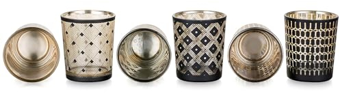 Romadedi Photophore en Verre Bougeoir :Lot de 6 Moderne Supports pour Bougies Chauffe-Plat pour la Décoration de Table, Le Salon, la Décoration de Chambre à Coucher à la Maison,S