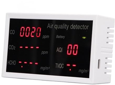 TeamSky Indoor Air Quality Tester, Portable CO2 Monitor Meter, 5 in 1 PM2.5 HCHO Carbon Detector for Confined Space