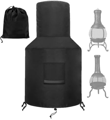 Xialuwy Chimenea Fire Pit Covers | Chimney Covers Waterproof Outdoor Chiminea Protective Covers | Anti-UV Heavy Duty Garden Patio Heater Covers | 420D Oxford Cloth | With Drawstring Bag 25x48in