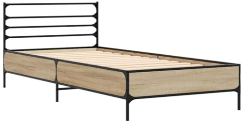 vidaXL Bettgestell Sonoma-Eiche 100x200 cm Holzwerkstoff und Metall