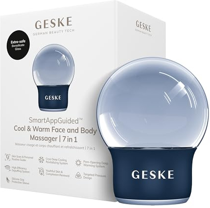 GESKE Cool & Warm Face & Body Massager | 7 in 1 | Wärmung & Kühlung | SmartAppGuided™ | Massagegerät für Gesicht & Körper | Batterielose Wärme- & Kühltechnologie | Entspannend & abschwellend