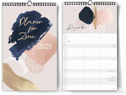 Kalender für Zwei 2024 I 20 x 32 cm I ansprechendes Design I 3 Spalten I Partnerkalender 2024 als Monatskalender I Familienplaner I Paarplaner zum Aufhängen I Mit extraseiten für die Urlaubsplanung...
