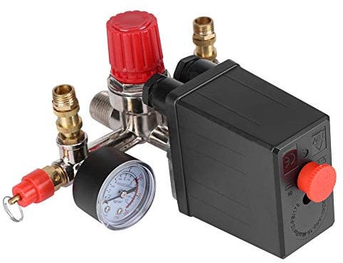 Air Compressor Pressure Switch Control Valve, Air Compressor Regulator with Gauge Pressure Gauges Fittings Set for Fast Pressure Reduction