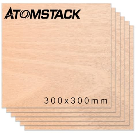 ATOMSTACK 6 Stück Geprüftes Mahagoni Sperrholz Handgefertigte Platten, natürliche Maserung der Oberfläche, lasergeschnitten und graviert, CNC-geschnitten durchbrochene Gravur 30x30cm