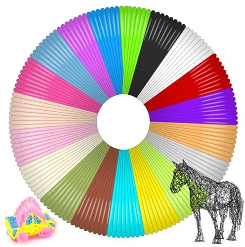 FORYNXHWIN 3D Stift Filament PLA, 1,75mm, 20 Farben 3D Pen Filament, je 5M, 3D Stift Zubehör für Biologisch Abbaubar, Geruchsneutral, PLA Filament 3D Stift für MYNT3D, SCRIB3D