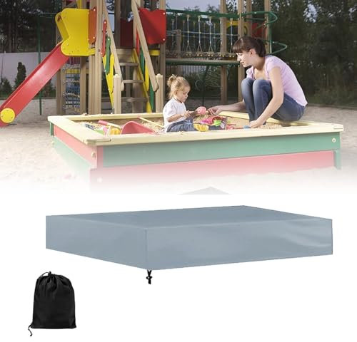Sandpit Cover, Garden Patio Toy Sandpit Cover Furniture Cover,Waterproof Dustproof Square Pool Cover Sandbox Cover Sand Pit Cover Furniture Dust Cover(Silver,200x200x20cm)